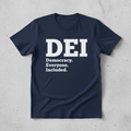 DEI Democracy Everyone Included navy blue tee