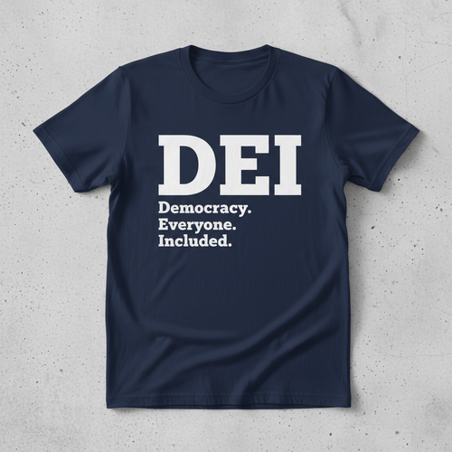 DEI Democracy Everyone Included navy blue tee